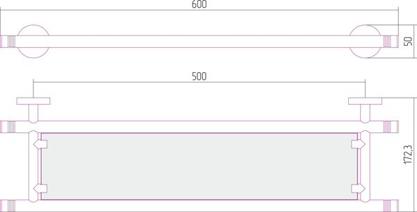 Сунержа Каньон Полка стеклянная 60x17,3x5h см, цвет: золото 03-3003-0600
