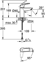 Grohe Eurosmart Смеситель для раковины, без д/к, цвет: хром 32154003