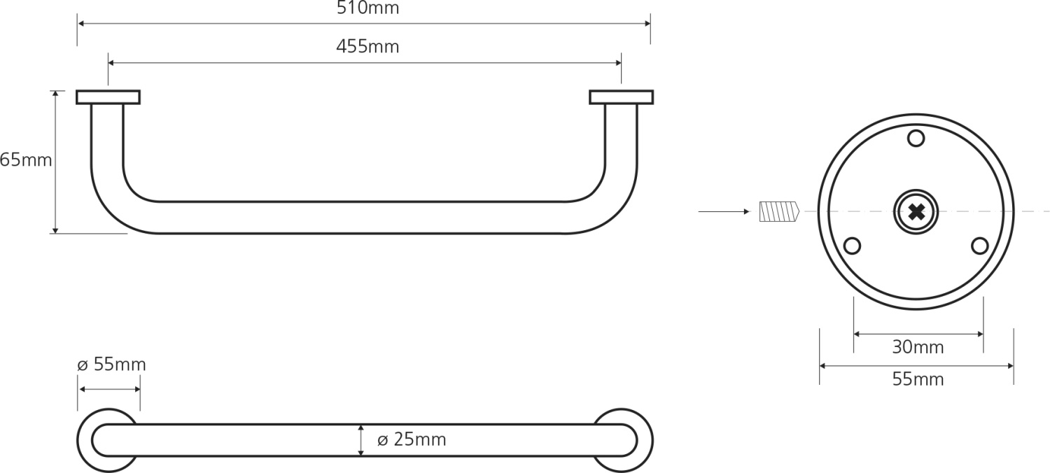 Bemeta Omega Поручень подвесной 51x6,5 см, цвет: хром 102307052