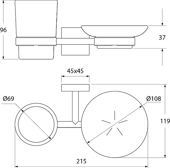 Iddis Edifice Держатель со стаканом, подвесной, матовое стекло, цвет: хром EDIMBG0i57