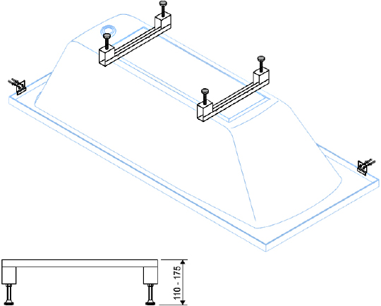 Cezares Ножки для ванны, прямоугольные, цвет: хром LEG-KIT-100