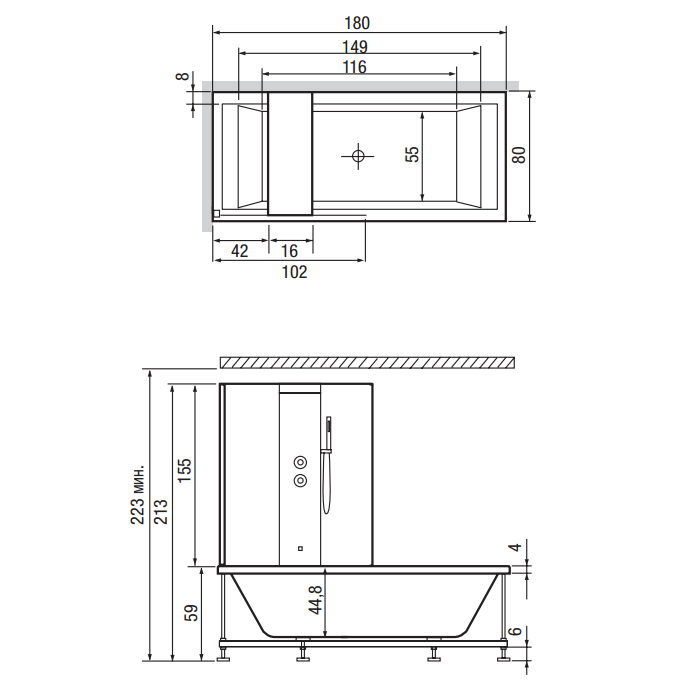 Hafro Era Plus Ванна 180x80 см, без панелей Whirlpool Airpool 2ERA3N6
