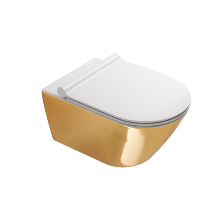 Catalano Gold & Silver Унитаз подвесной безободковый 35x55, смыв торнадо, цвет: золото/белый глянц. 0111550042