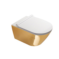 Catalano Gold & Silver Унитаз подвесной безободковый 35x55, смыв торнадо, цвет: золото/белый глянц. 0111550042