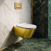 Catalano Gold & Silver Унитаз подвесной безободковый 35x55, смыв торнадо, цвет: золото/белый глянц. 0111550042