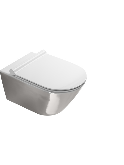 Catalano Gold & Silver Унитаз подвесной безободковый 35x55, смыв торнадо, цвет: серебро/белый глянц. 0111550041