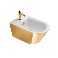 Catalano Gold & Silver Биде подвесное 35x55 см 1 отв перелив Cataglaze, цвет: золото/белый глянцевый 0118551042