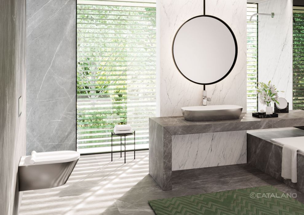 Catalano Gold & Silver Биде подвесное 35x55 см 1 отв перелив Cataglaze цвет: серебро/белый глянцевый 0118551041