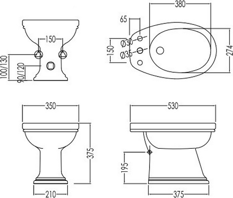 Devon&Devon Rose Биде напольное 35x37,5h см, цвет: белый IBBID3FROSE