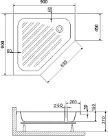 RGW Style Поддон для душа 90x90x27h см, цвет: белый 16180599-51