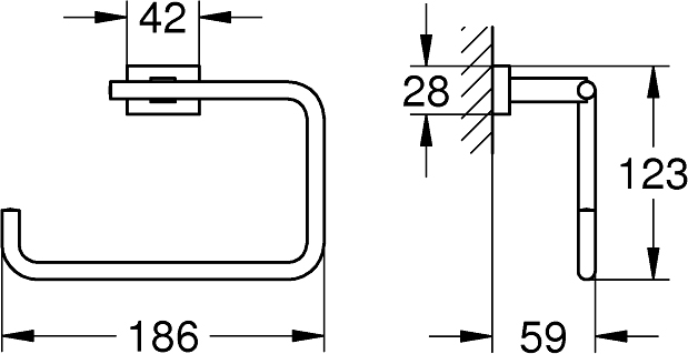 Grohe Essentials Cube Полотенцедержатель 18,6 см, цвет: темный графит, матовый 40510AL1
