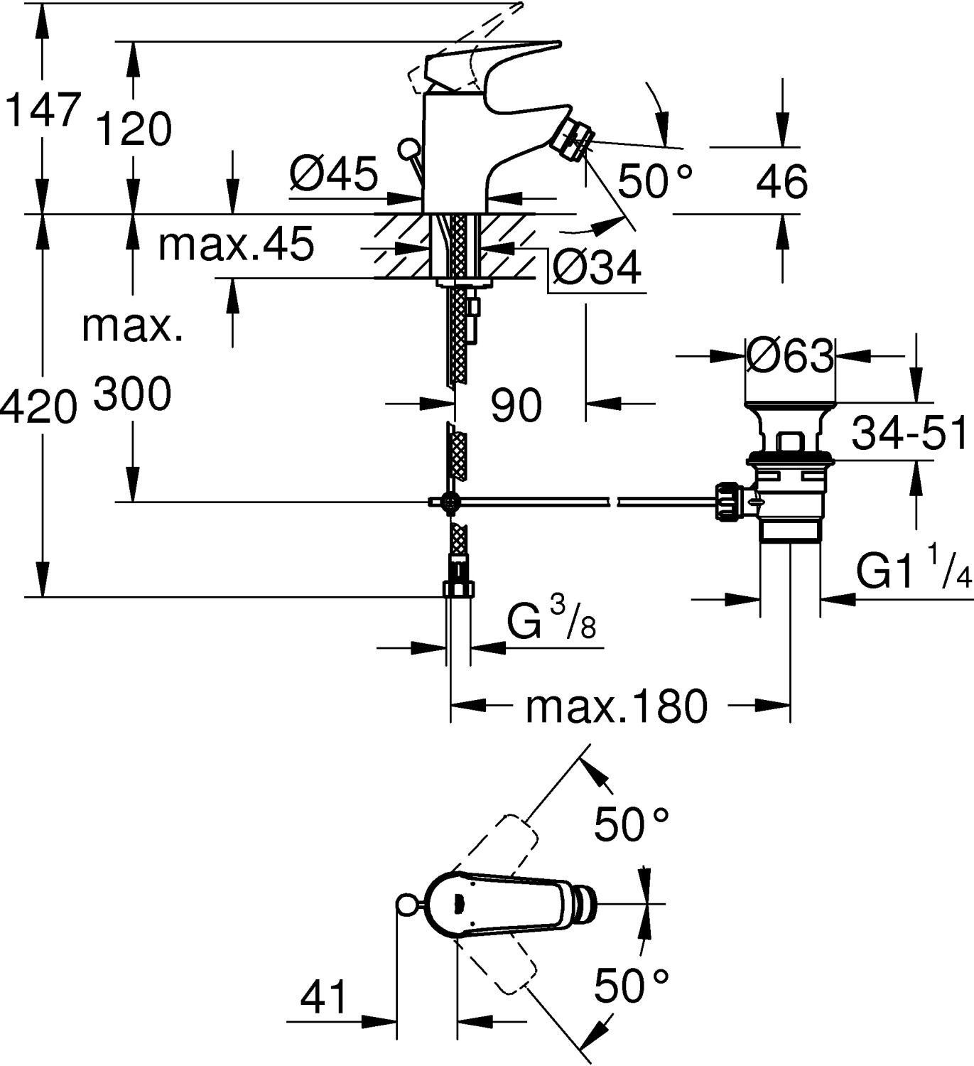 Grohe StartFlow Смеситель для биде, цвет: хром 23770000