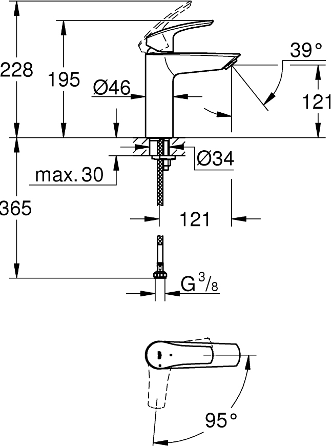 Grohe Eurosmart Смеситель для раковины, без д/к, цвет: хром 2339530E