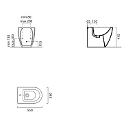GSI Pura Биде напольное с 1 отверстием под смеситель и переливом, без крепежа, цвет: белый глянцевый 8862111