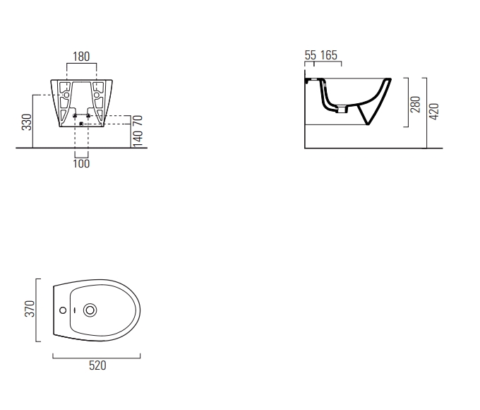 GSI Modo Биде подвесное с 1 отверстием под смеситель и переливом, без крепежа, цвет: белый глянцевый 9864111