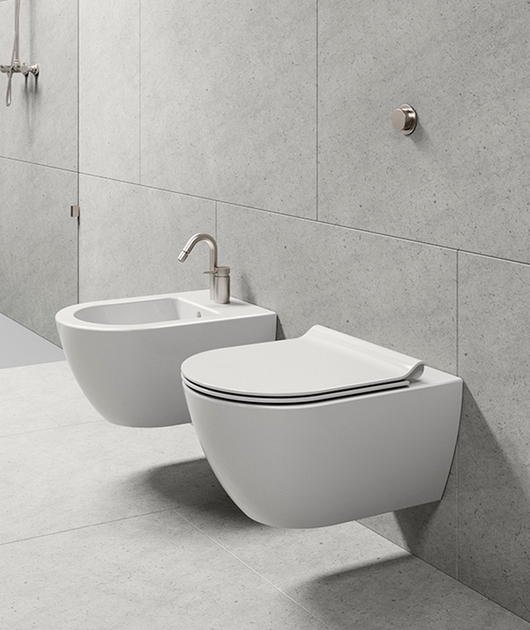 GSI Pura Биде подвесное с 1 отверстием под смеситель и переливом, без крепежа, цвет: белый глянцевый 8865111