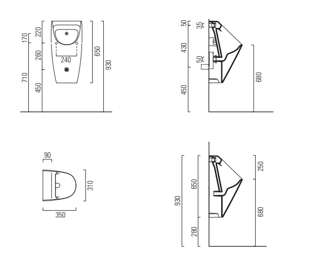 GSI Community Писсуар подвесной безободковый, цвет: белый глянцевый 909711