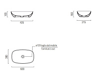 GSI Nubes Раковина чаша 60x38x16h см, без перелива, без д/к, цвет: белый глянцевый 978311