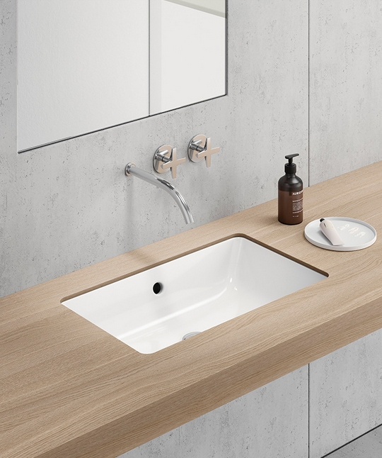 GSI Kube X Раковина встраиваемая снизу 60x37 см, с переливом, без д/к, цвет: белый глянцевый 8953911