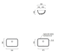 GSI Pura Раковина встраиваемая снизу 55x38 см, с переливом, без д/к, цвет: белый глянцевый 724311