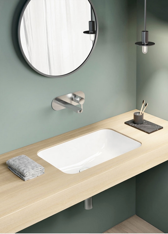 GSI Pura Раковина встраиваемая снизу 50x35 см, с переливом, без д/к, цвет: белый глянцевый 724711