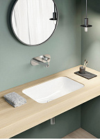 GSI Pura Раковина встраиваемая снизу 50x35 см, с переливом, без д/к, цвет: белый глянцевый 724711