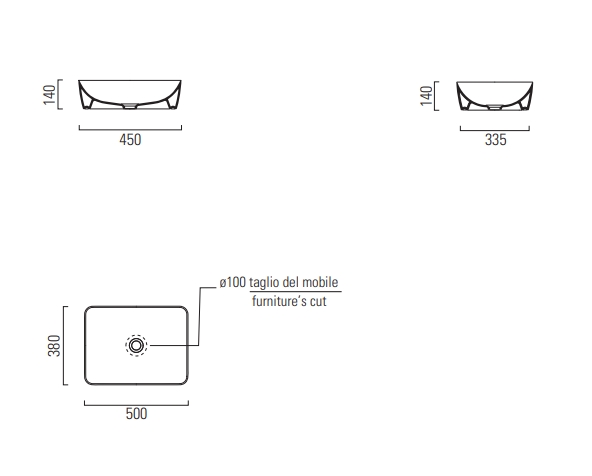 GSI Nubes Раковина чаша 50x38x14h см, без перелива, без д/к, цвет: белый глянцевый 903711