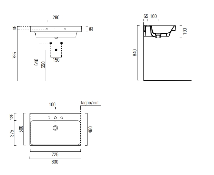 GSI Nubes Раковина подвесная/накладная 80x50 см, 1 отверстие, с переливом, цвет: белый глянцевый 9622111