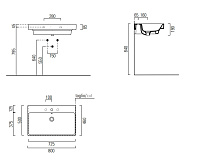 GSI Nubes Раковина подвесная/накладная 80x50 см, 1 отверстие, с переливом, цвет: белый глянцевый 9622111
