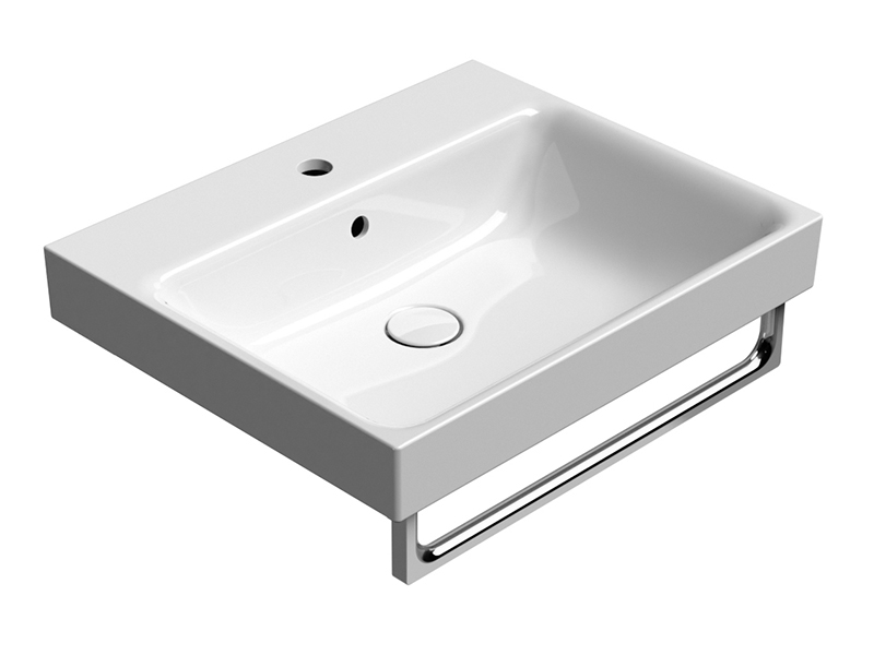 GSI Nubes Раковина подвесная/накладная 60x50 см, 1 отверстие, с переливом, цвет: белый глянцевый 9631111