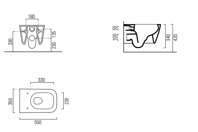 GSI Nubes Унитаз подвесной 55x35 см безободковый, смыв swirlflush, цвет: белый глянцевый 961511