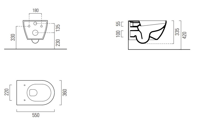 GSI Pura Унитаз подвесной 55x36 см безободковый, смыв swirlflush, цвет: белый глянцевый 881511