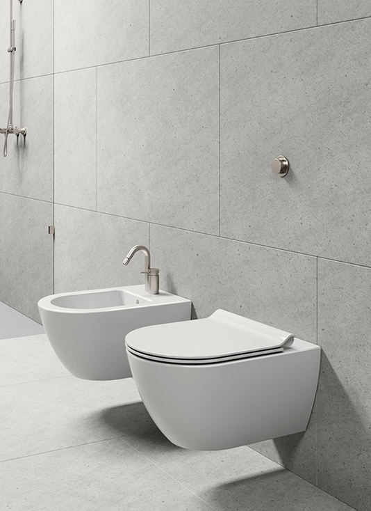 GSI Pura Унитаз подвесной 55x36 см безободковый, смыв swirlflush, цвет: ardesia opaco 881526