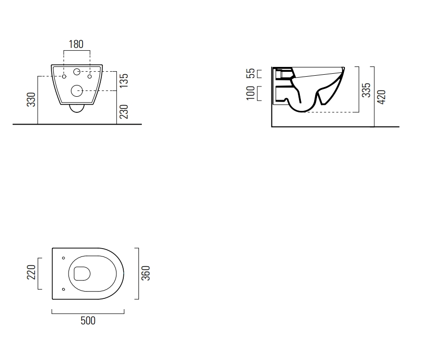GSI Pura Унитаз подвесной 50x36 см безободковый, смыв swirlflush, цвет: белый глянцевый 881611