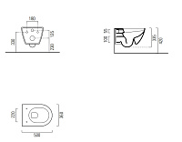 GSI Pura Унитаз подвесной 50x36 см безободковый, смыв swirlflush, цвет: белый глянцевый 881611
