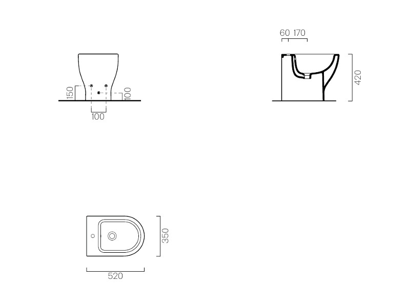 GSI City Биде напольное с 1 отверстием под смеситель и переливом, без крепежа, цвет: белый глянцевый 9162111
