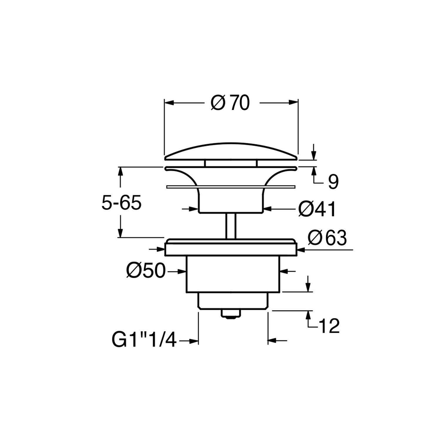 GSI Spares Донный клапан для раковины с керамической крышкой, универсальный, цвет: white matt PVC09