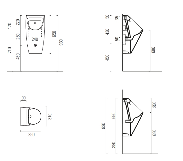 GSI Community Писсуар подвесной безободковый, цвет: ardesia opaco 909726