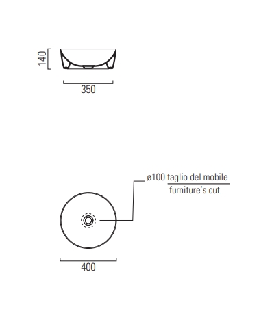 GSI Nubes Раковина чаша d40x14h см, без перелива, без д/к, цвет: ardesia opaco 903926