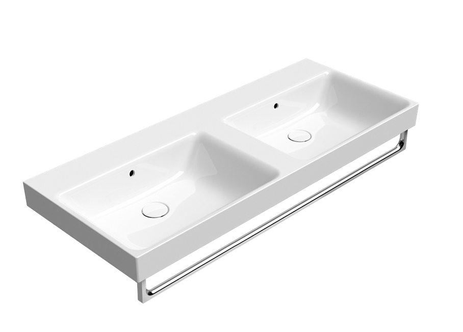 GSI Nubes Раковина двойная подвесная 120x50 см, 1 отверстие, с переливом, цвет: белый глянцевый 9625111