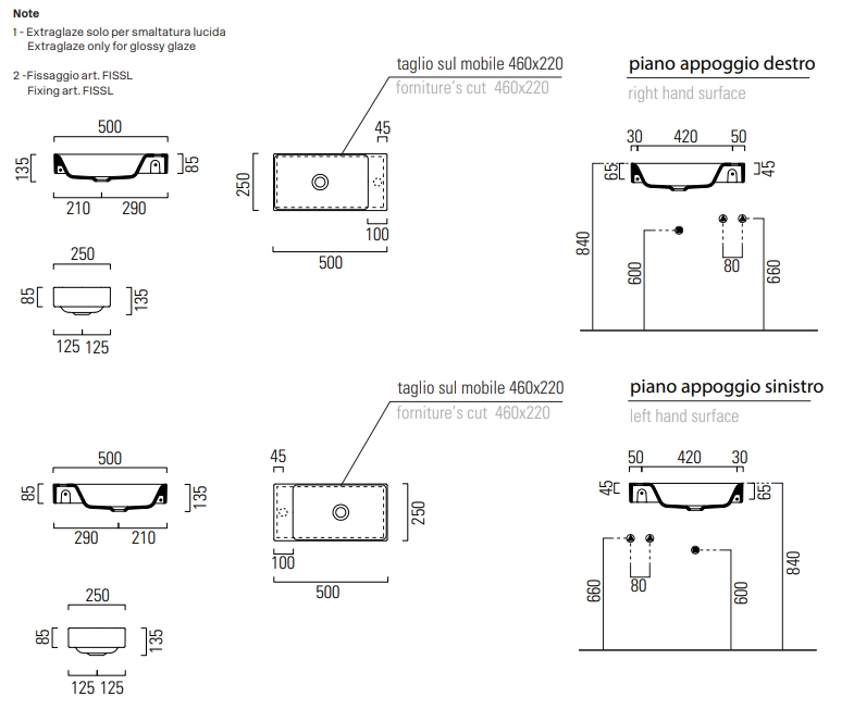 GSI Nubes Раковина подвесная/накладная 50x25 см, без перелива, без д/к, цвет: белый глянцевый 9637011