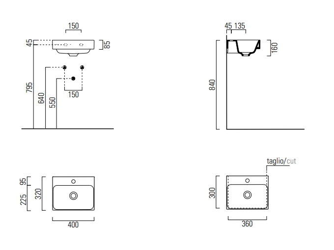 GSI Nubes Раковина подвесная/накладная 40x32 см, 1 отверстие, с переливом, цвет: белый глянцевый 9684111