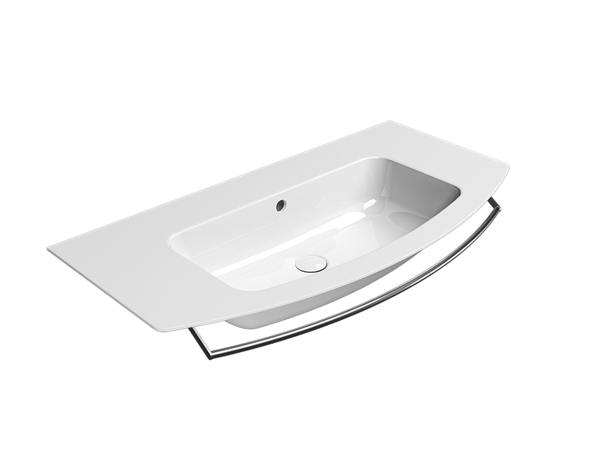 GSI Pura Раковина подвесная/накладная 102x52 см, 1 отверстие, с переливом, цвет: белый глянцевый 8825111