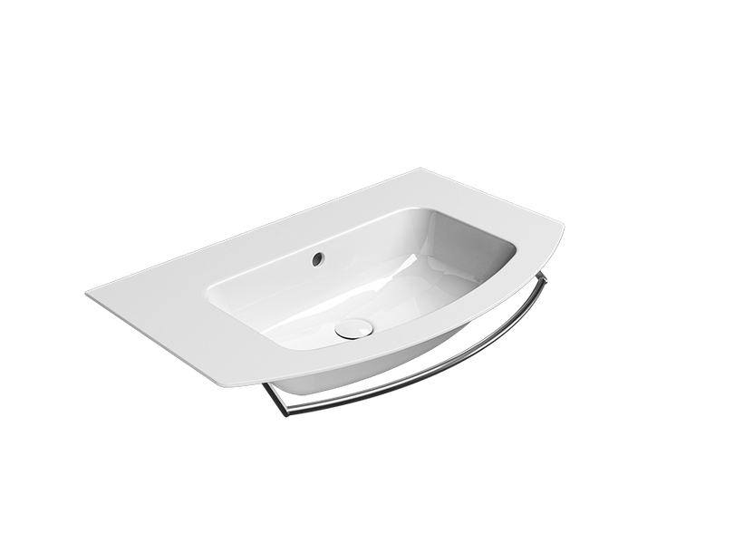 GSI Pura Раковина подвесная/накладная 82x49 см, 1 отверстие, с переливом, цвет: белый глянцевый 8826111