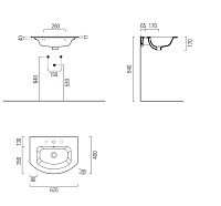 GSI Pura Раковина подвесная/накладная 62x48 см, 1 отверстие, с переливом, цвет: белый глянцевый 8827111