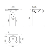 GSI Pura Раковина подвесная/встраиваемая 52x44 см, 1 отверстие, с переливом, цвет: белый глянцевый 8830111