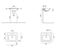 GSI Pura Раковина подвесная/накладная 60x50 см, 1 отверстие, с переливом, цвет: белый глянцевый 8836111