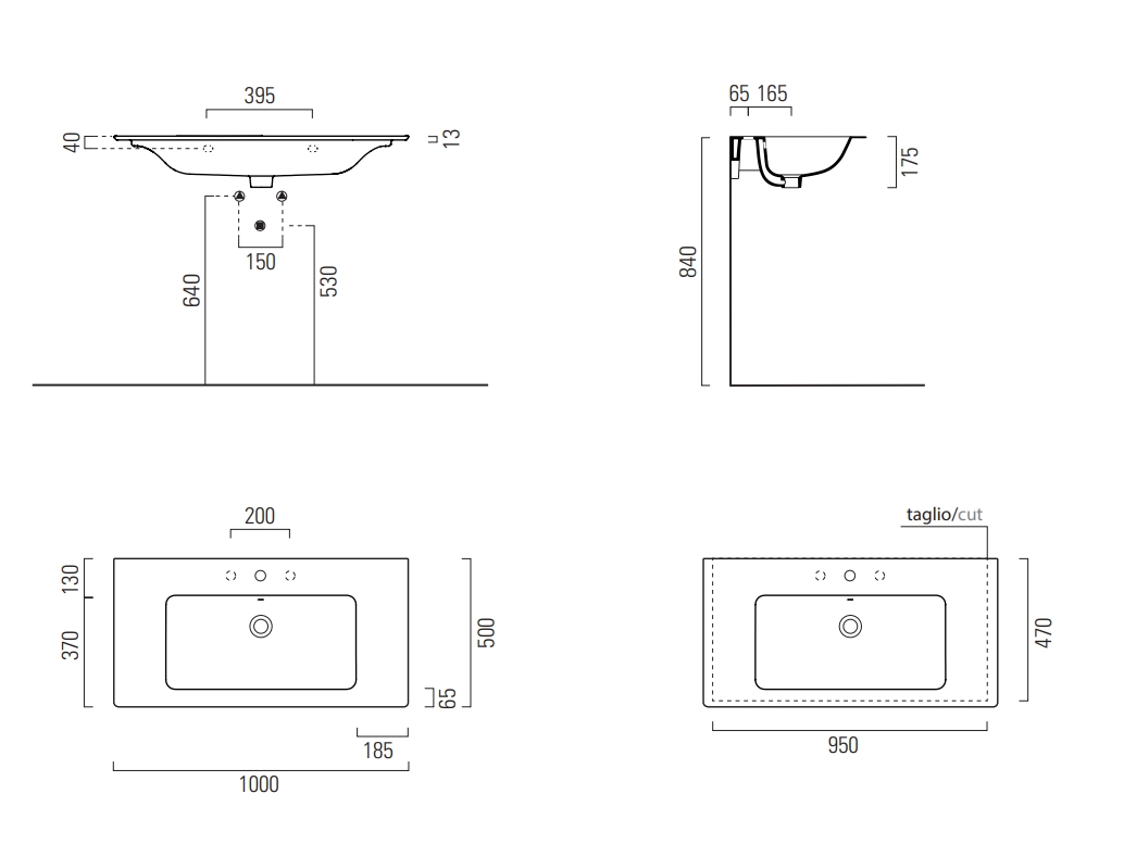 GSI Pura Раковина подвесная/накладная 100x50 см, 1 отверстие, с переливом, цвет: белый глянцевый 8844111