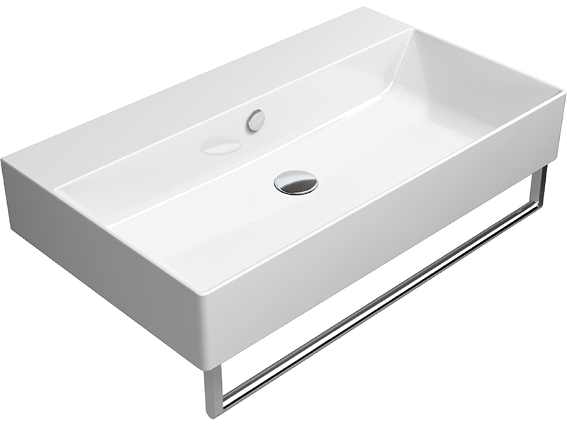 GSI Kube X Раковина подвесная/накладная 80x47 см, 1 отверстие, с переливом, цвет: белый глянцевый 9422111