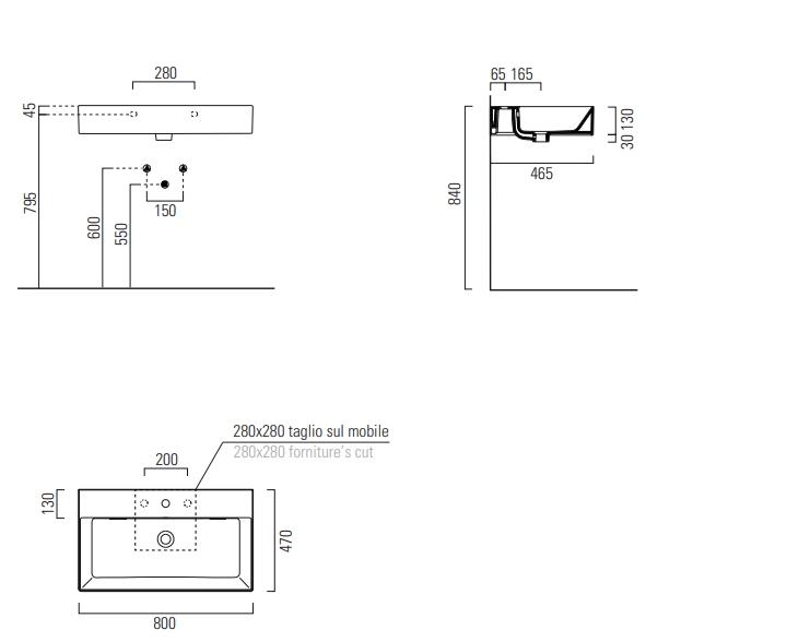 GSI Kube X Раковина подвесная/накладная 80x47 см, 1 отверстие, с переливом, цвет: белый глянцевый 9422111